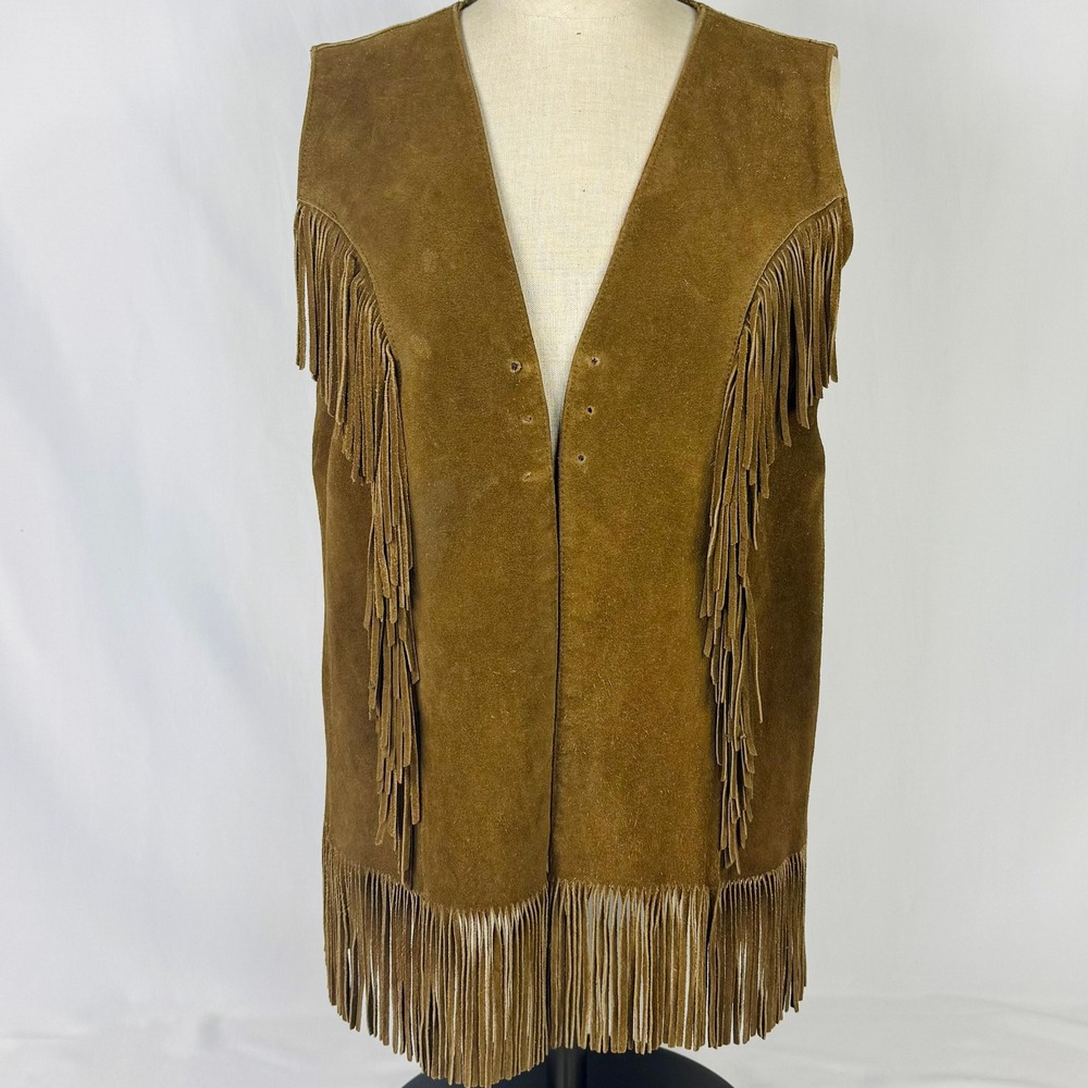 Vintage Suede Fringe Vest Brown Western Sullivan of Albuquerque Size 12